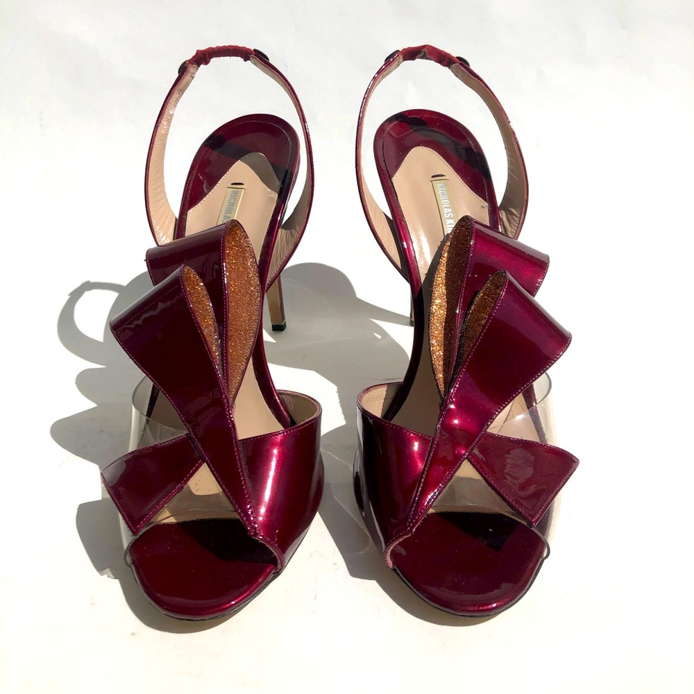 Nicholas Kirkwood patent leather sling back pumps burgundy Women’s size 40/10